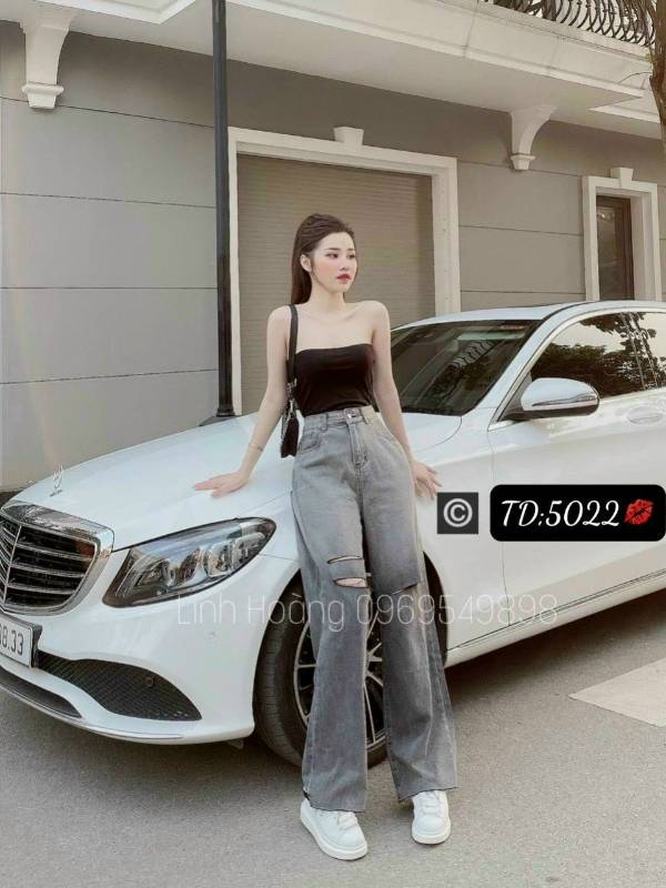 [FJ2639] Baggy jean nữ suông dài lưng cao