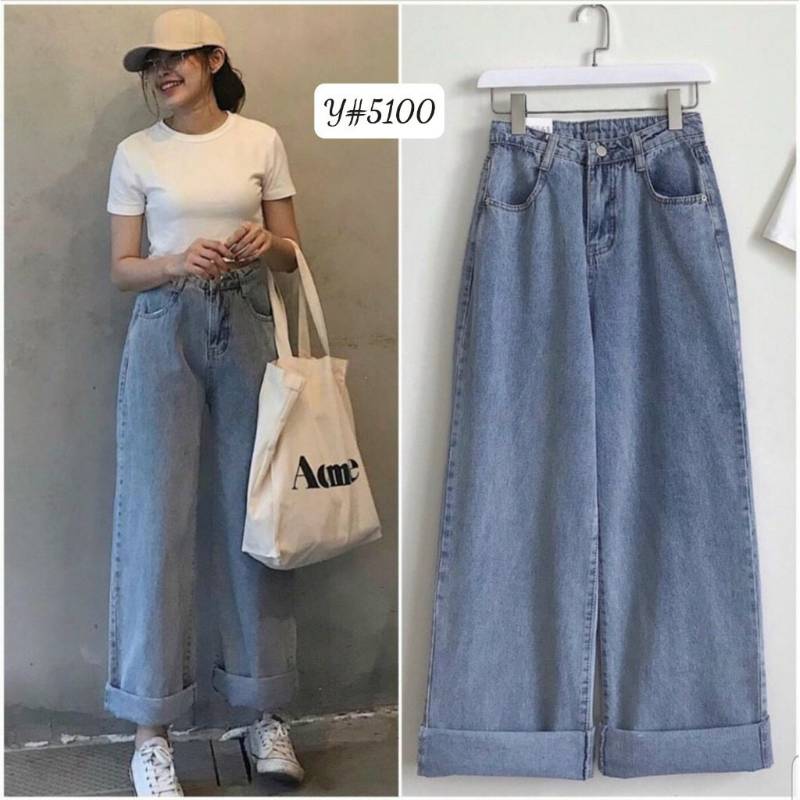 [FJ2642] Baggy jean nữ suông dài lưng cao