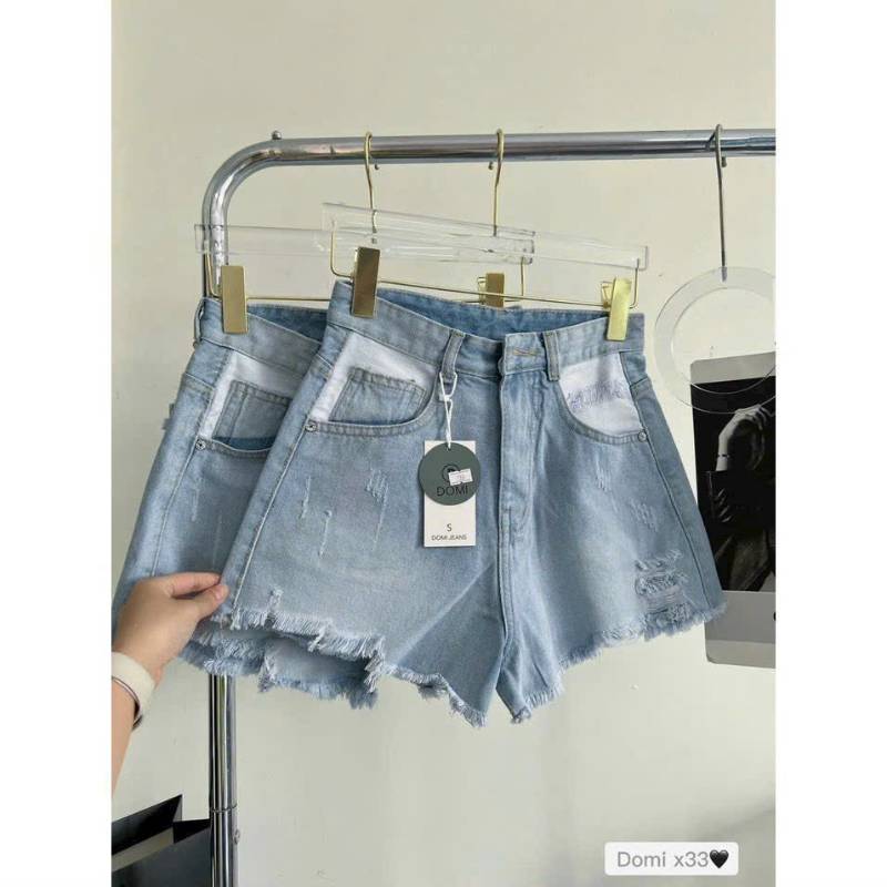 [FJ2906] Short jean nữ lai tua rách kiểu túi phối