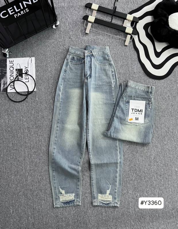 [FJ2649] Baggy jean nữ Cotton lưng cao