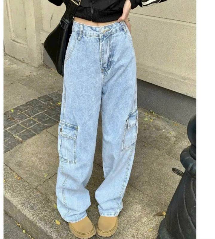 [FJ2732] Baggy jean nữ túi hộp ống suông