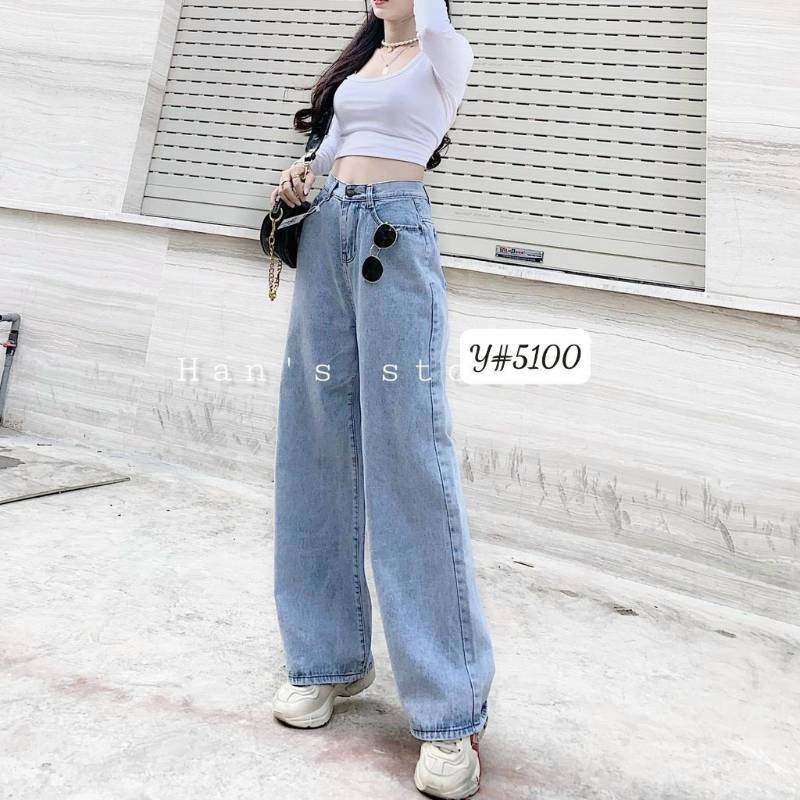 [FJ2642] Baggy jean nữ suông dài lưng cao