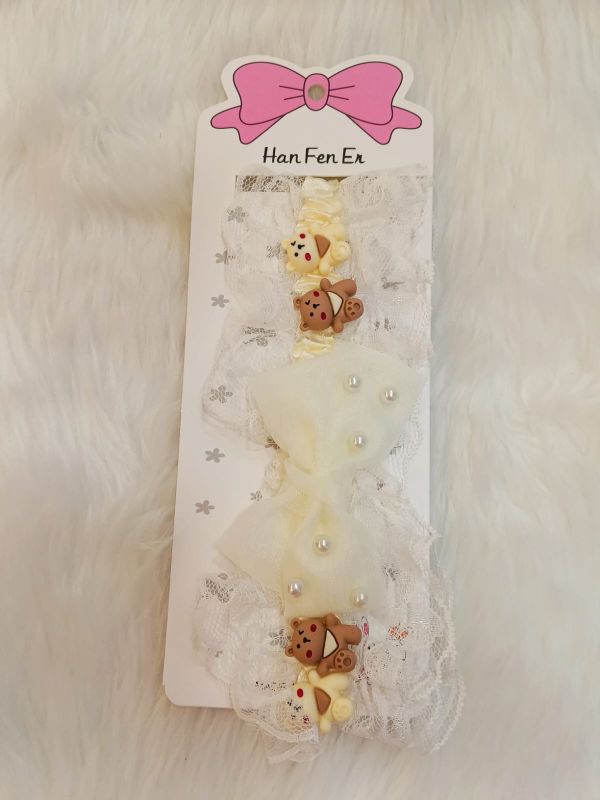 HAIR BAND BOW, TEDDY LACE ELASTIC