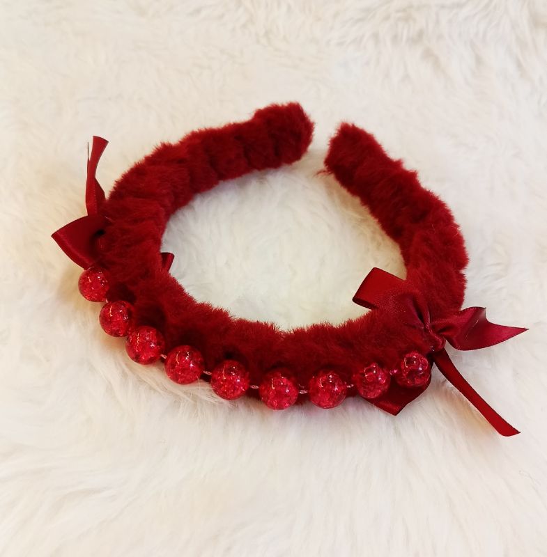 HAIR BAND FUR & BEADS
