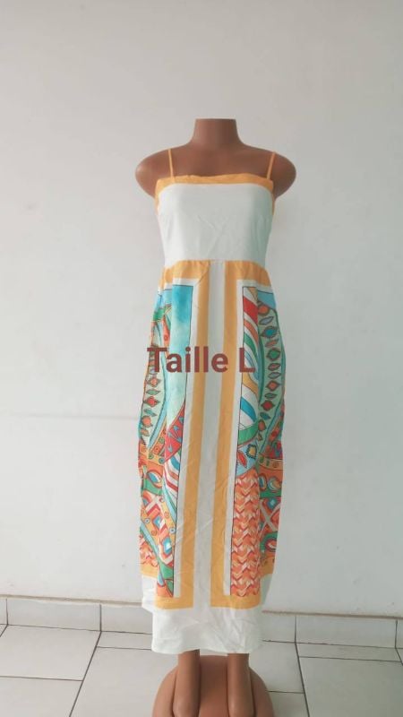 Robe fine bretelle couleur pastel jaune