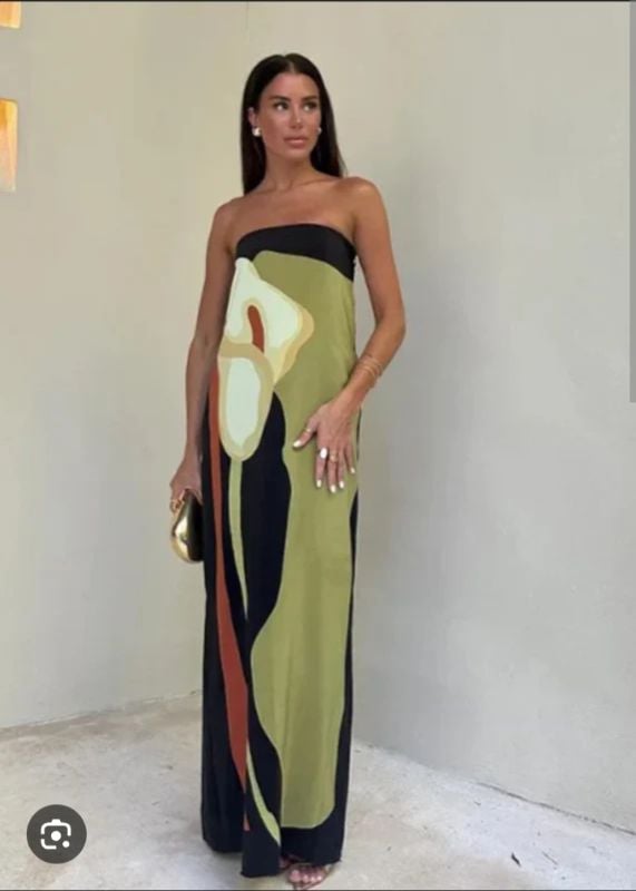 Robe bustier longue à motif florale