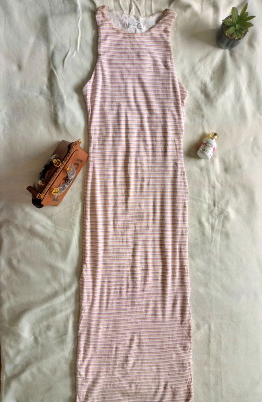 Robe moulante manche rayée