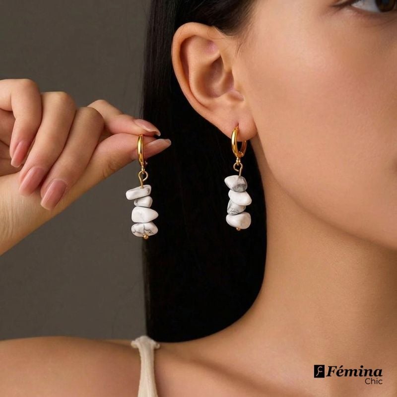 Boucle d'oreille Pierre Concassée