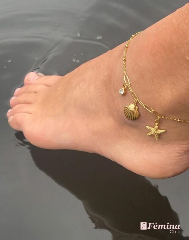 Bracelet de cheville avec Coquillage et étoile de mer