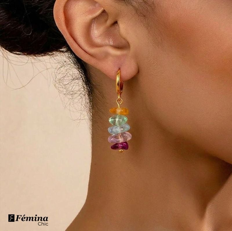 Boucle d'oreille Pierre Concassée