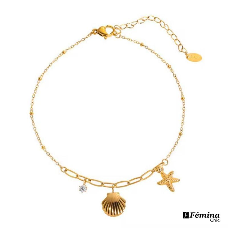 Bracelet de cheville avec Coquillage et étoile de mer