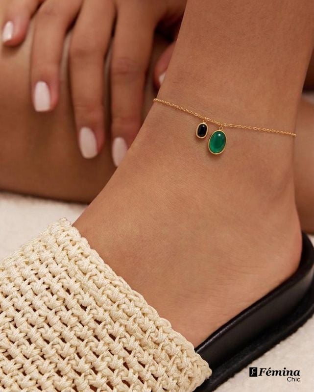 Bracelet de cheville à Double Pierre