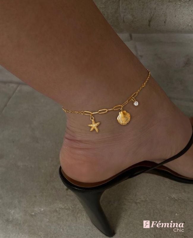 Bracelet de cheville avec Coquillage et étoile de mer