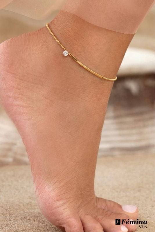 Bracelet de cheville à une Perle en Diamant