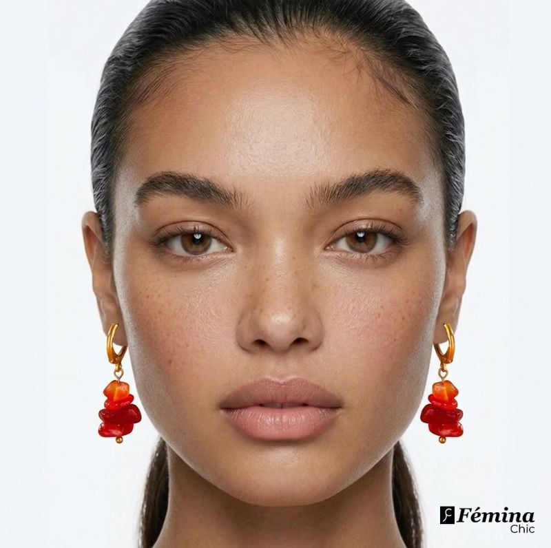 Boucle d'oreille Pierre Concassée