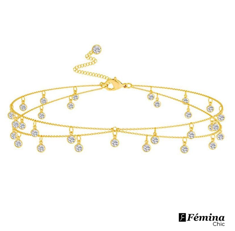 Bracelet de taille à double couche avec Cristal et Strass