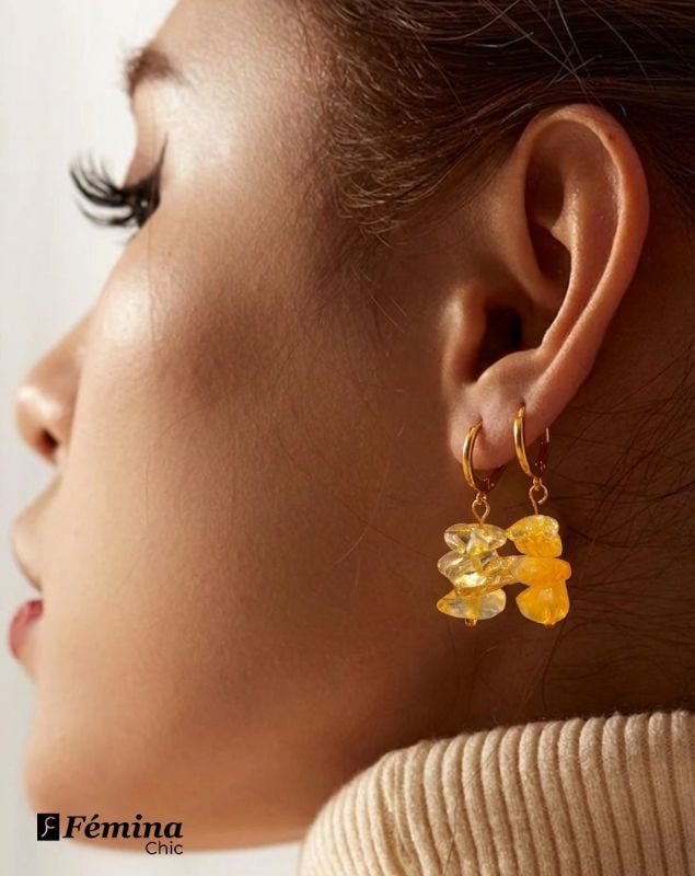 Boucle d'oreille Pierre Concassée