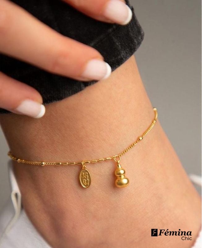 Bracelet de cheville de Richesse et de Trésor gourde d'or