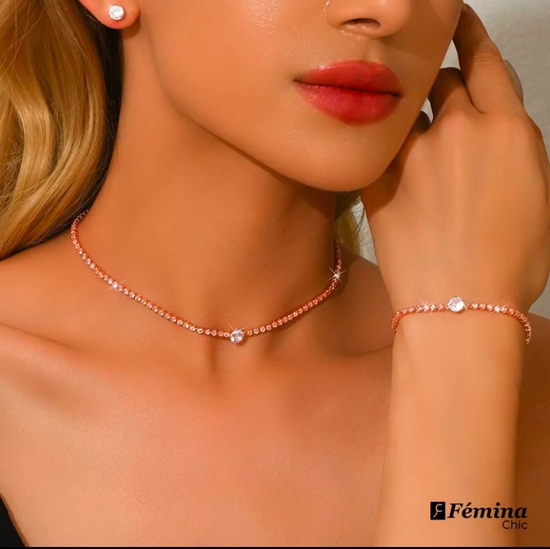 Parure luxe cristaux et diamanté brillants