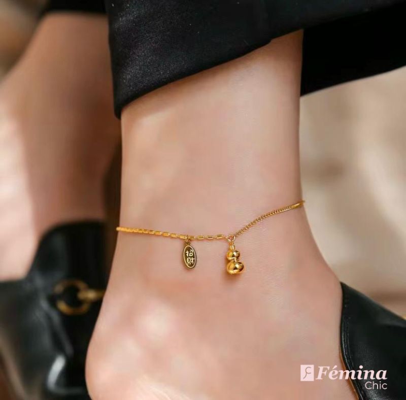 Bracelet de cheville de Richesse et de Trésor gourde d'or
