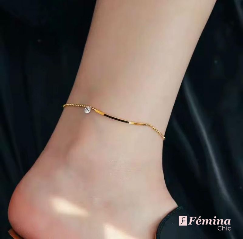 Bracelet de cheville à une Perle en Diamant