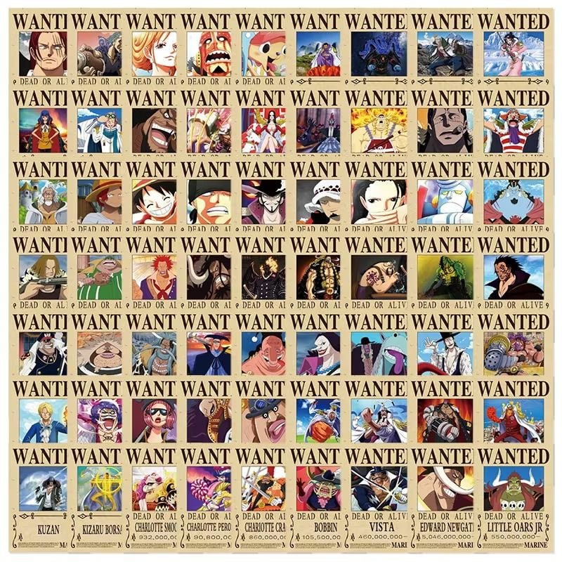 WANTED ONE PIECE STICKERS