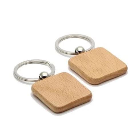Wooden Square Keychain