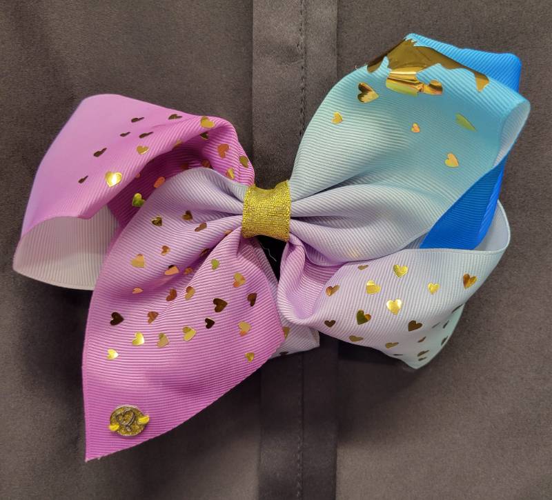 Blue Purple Heart JOJO Bow