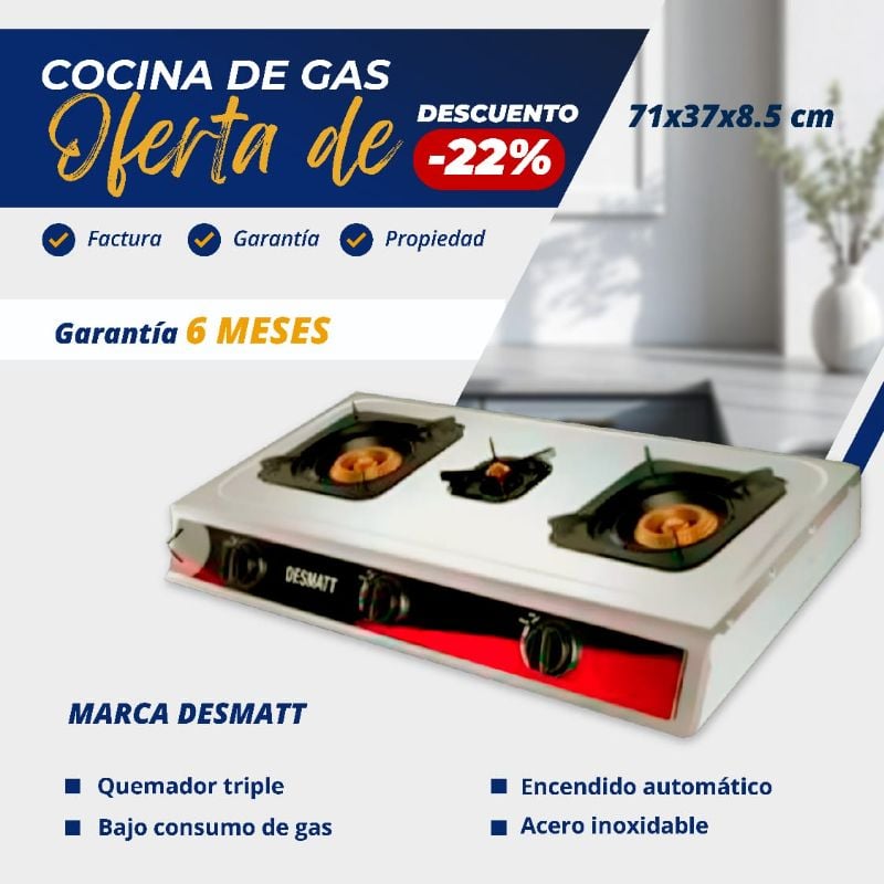 COCINA DE GAS Marca Desmatt Quemador Triple