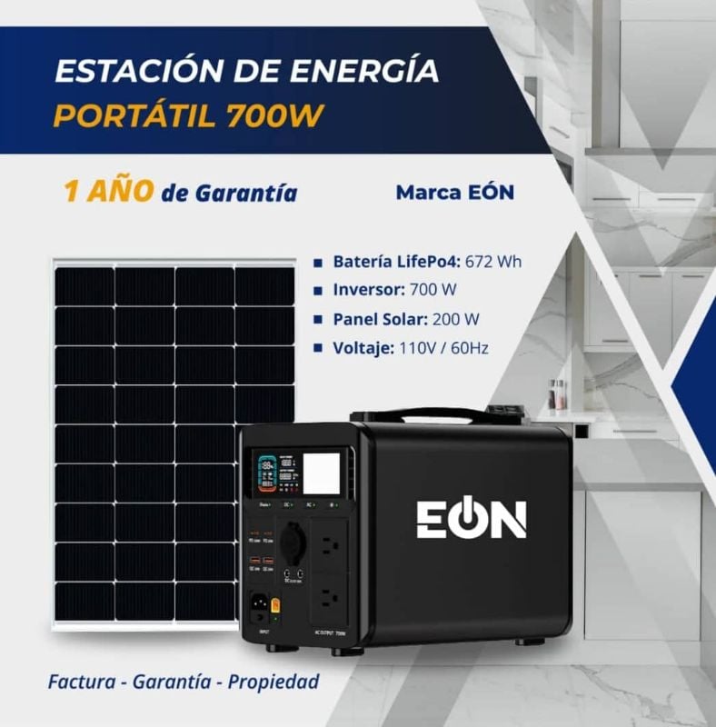 Estación de Energía Portátil 700w Marca EÒN Panel Solar 200w