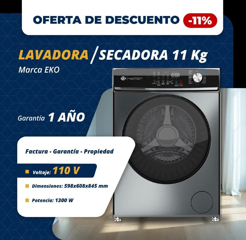 Lavadora/Secadora Marca EKO 11kg
