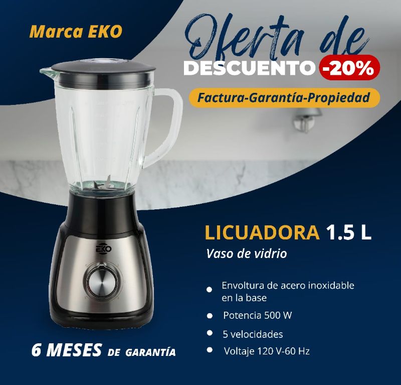 Licuadora - Vaso de Vidrio Marca Eko