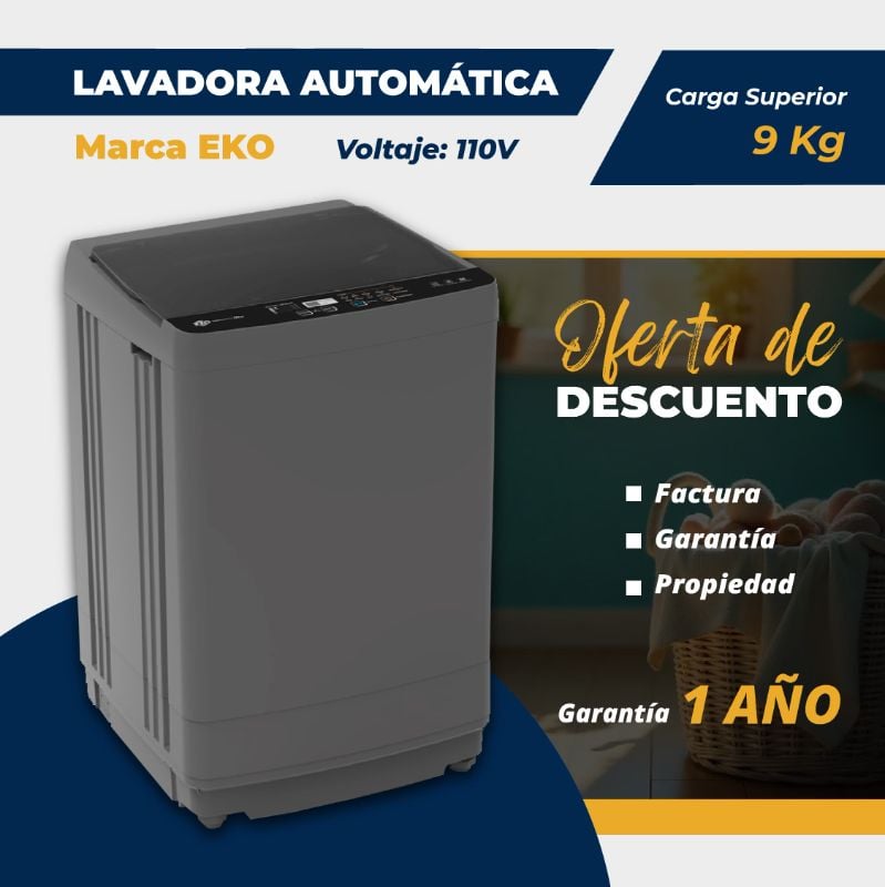 Lavadora Automática 9 Kgs Marca EKO
