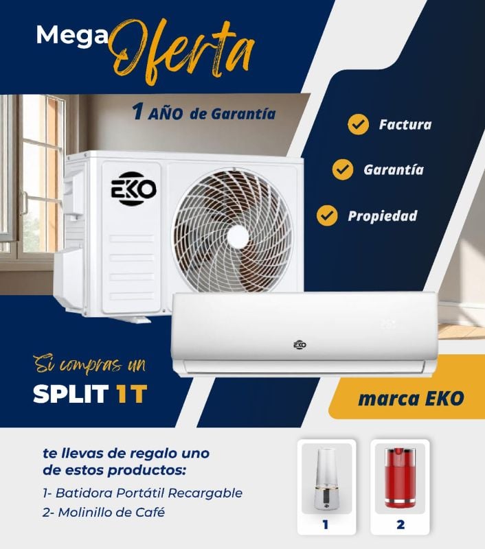 Split 1 Tonelada Marca EKO

📌 *_Con la compra se incluye de Regalo un  Molinillo de café o Batidora Portátil