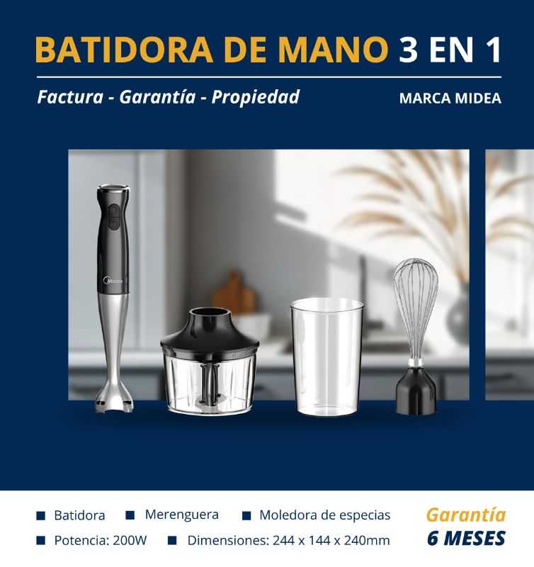 Batidora de Mano 3 en 1 Marca Midea