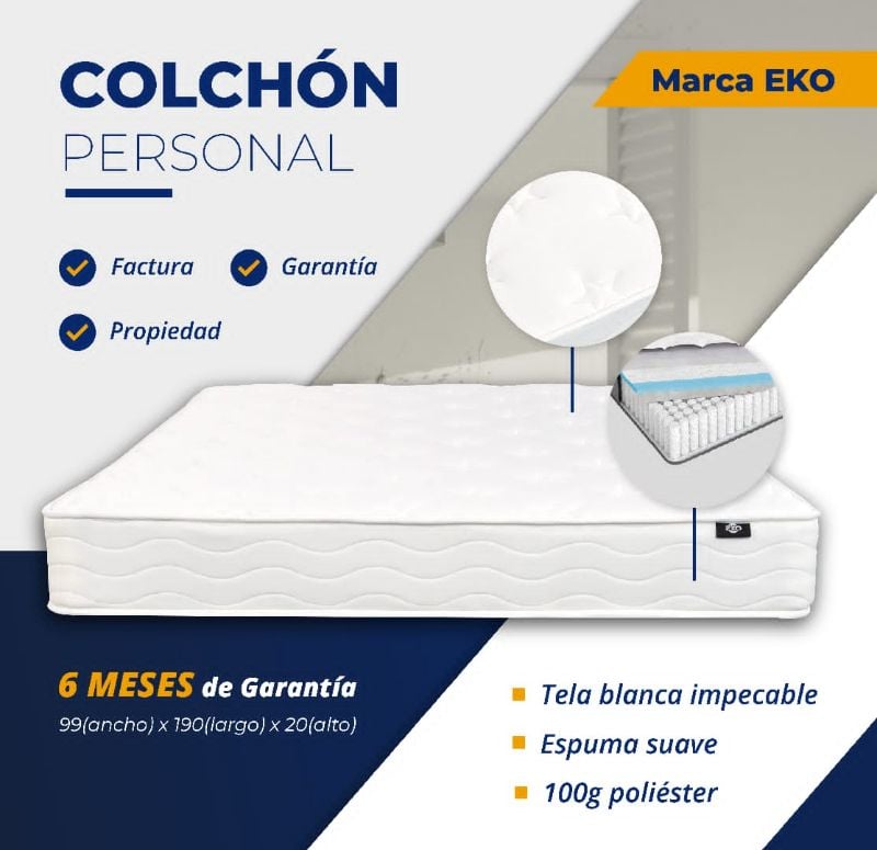 Colchón Personal
 99x190x20 cm Marca EKO