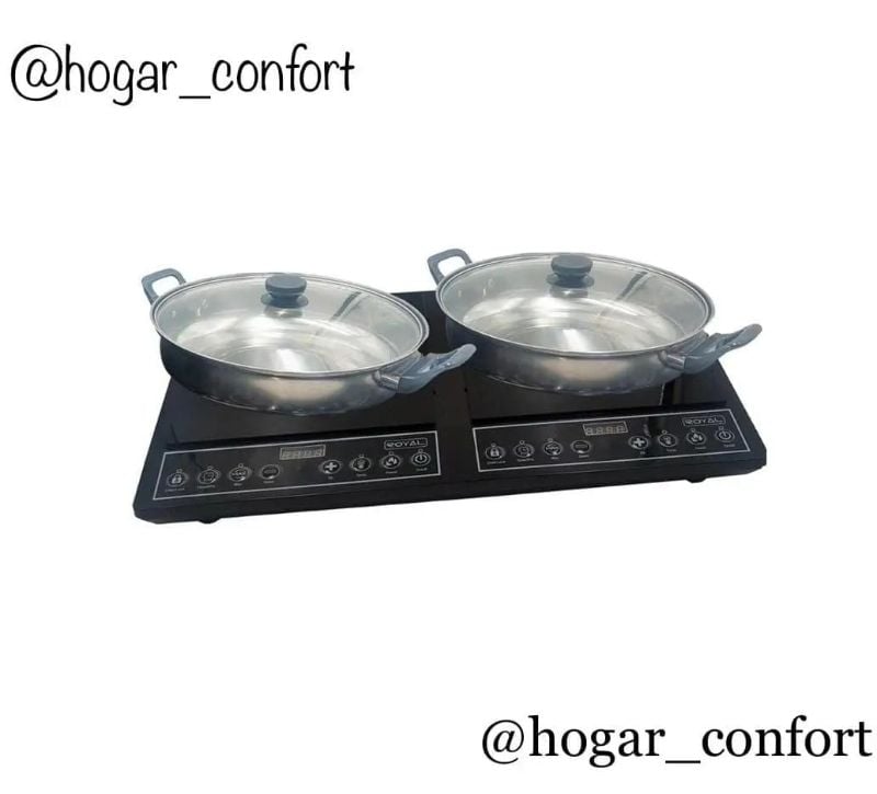 Cocina de inducción doble Incluye 2 calderos con tapa de cristal