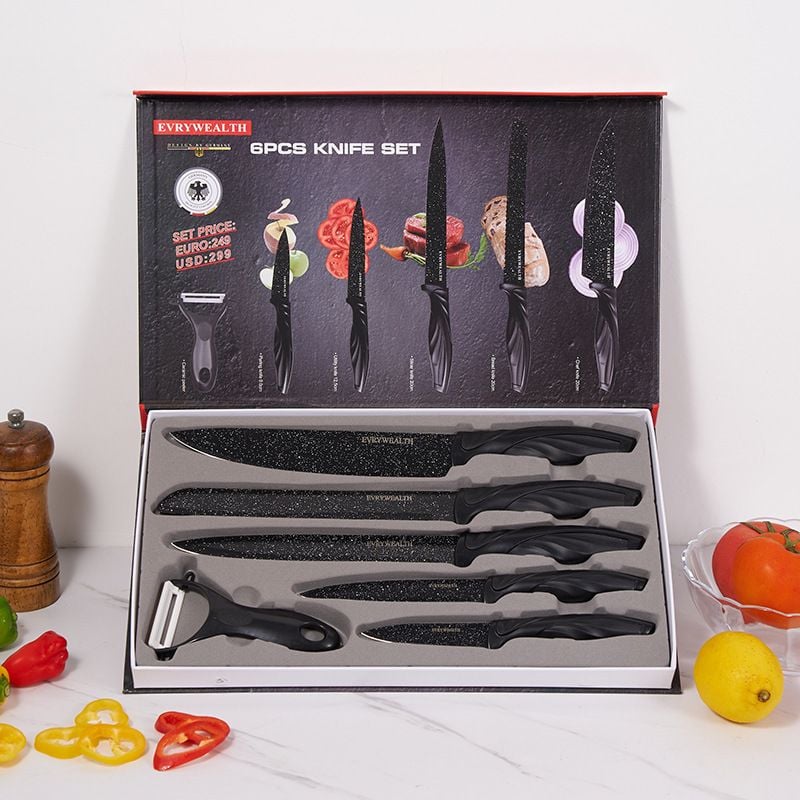 SET DE CUCHILLOS DE COCINA NEGROS