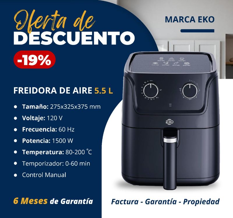 FREIDORA DE AIRE 5.5 L Marca EKO
