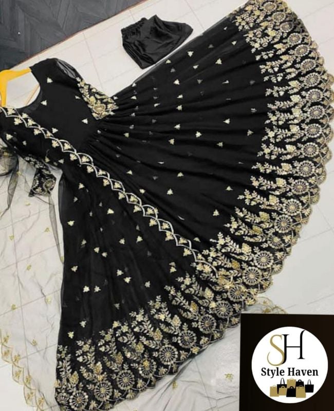 Border Embroidery With Emb Dupatta With Silk Trouser 3Pcs
