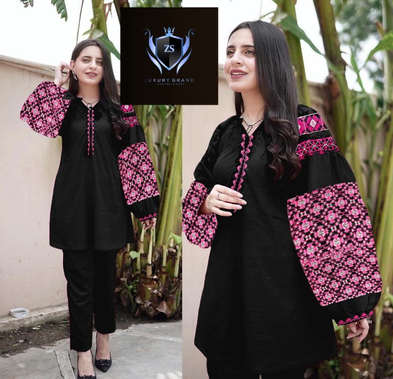 Heavy Sleeves Embroidery 2pcs Suit