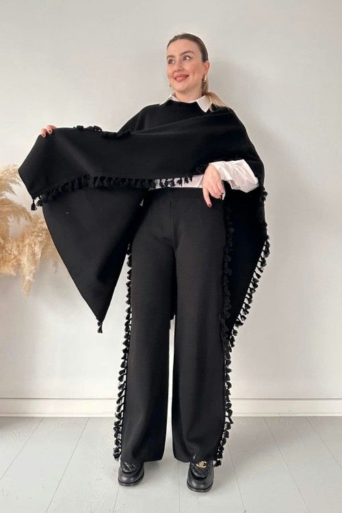 Open Shawl Style Lace Work 2-Pcs Winter Co-Ord Set ❄️