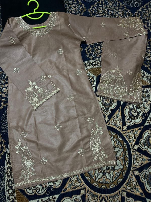✨ Kids Cotton 2-Pcs Set Front Embroidered Shirt + Embroidered Flapper ✨