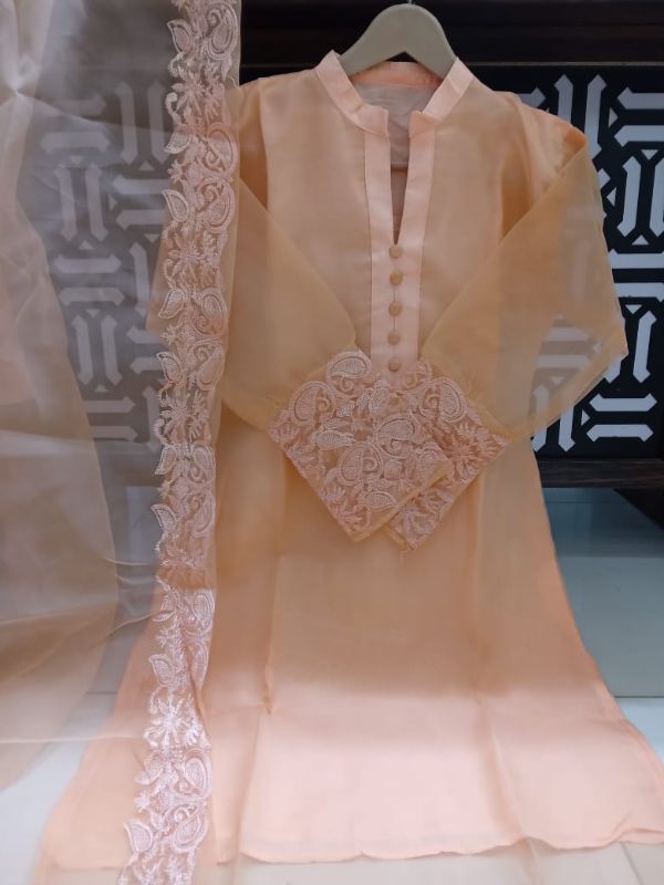 Sleeves,Dupatta Border Embroidered 3Pcs