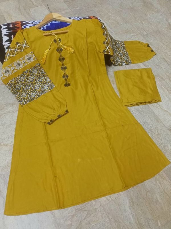 Heavy Sleeves Embroidery 2pcs Suit
