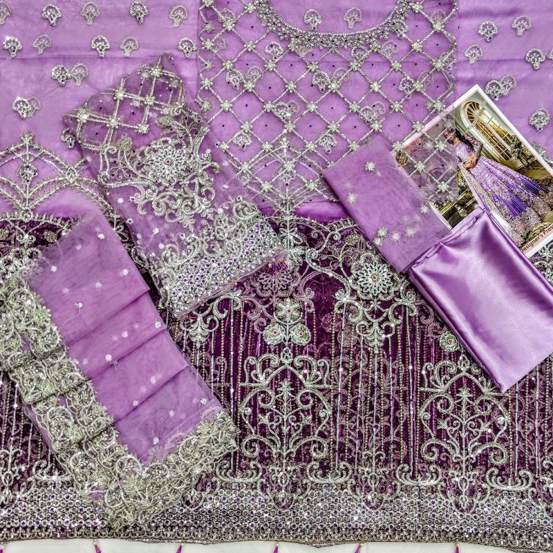 Net Embroidered Sequence Hand Embellished Luxury Maxi Unstitched 3Pc✓