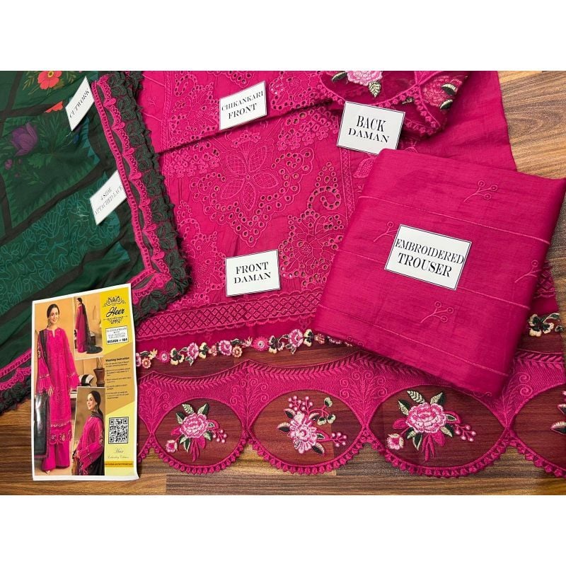 Fully Heavy Embroidered Chikankari Work  Unstitched 3 Pcs Dress