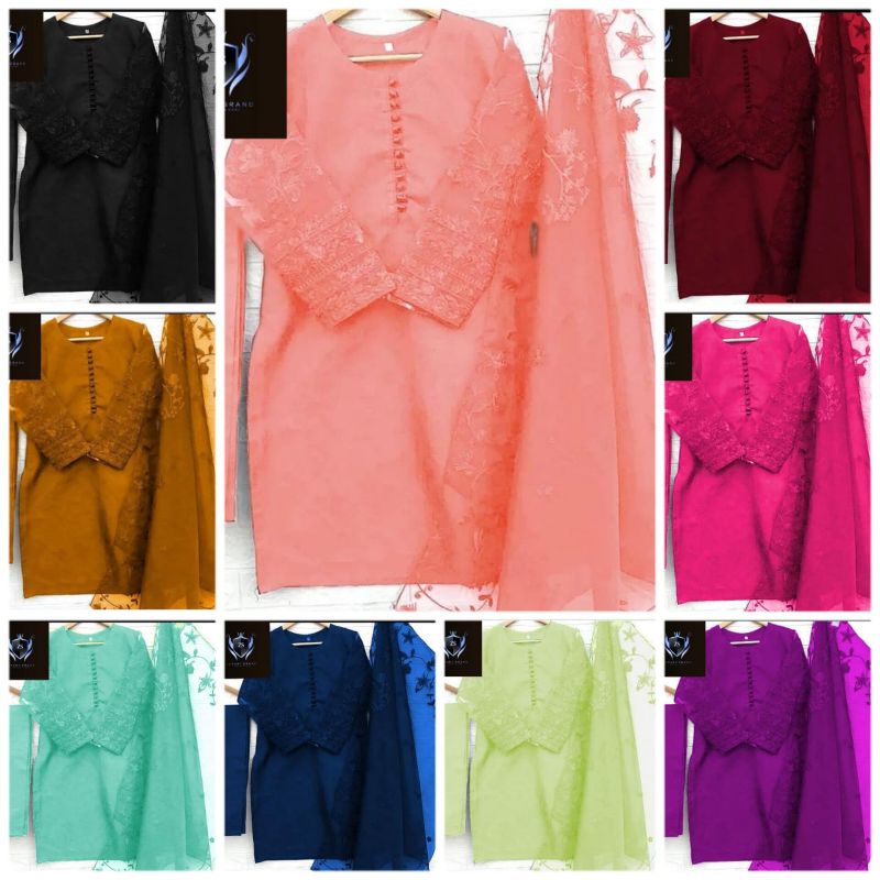3PCs Embroidery Shirt With Embroidered Dupatta