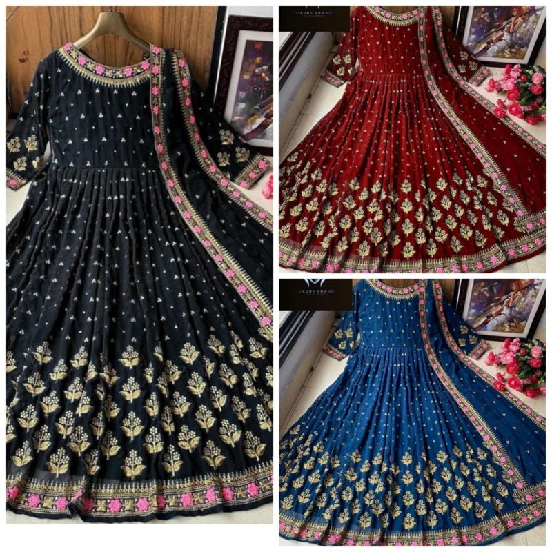 ✨ Neck, Sleeves & Border Embroidery Maxi with Embroidered Dupatta – 3PCs