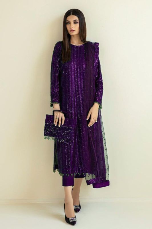 Chiffon Embroidered & Sequence Unstitched 3Pc✓